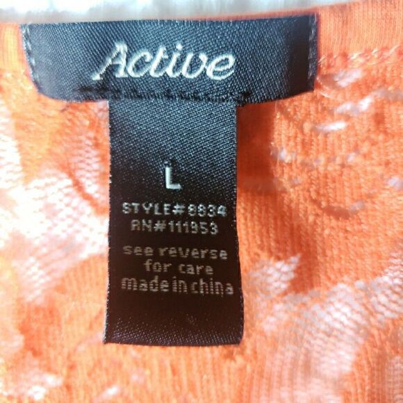 Y2k Tank Top Orange Floral Lace Back Sheer Cheetah Front 90's 2000s Women's Sz L - Picture 8 of 11